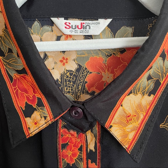 100% Silk Button Down SuJin Fashion S/M - Picture 2 of 7